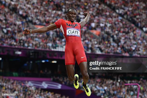 Will Claye competes on the men's long jump at the athletics event of the London 2012 Olympic Games on August 4, 2012 in London. AFP PHOTO / FRANCK...