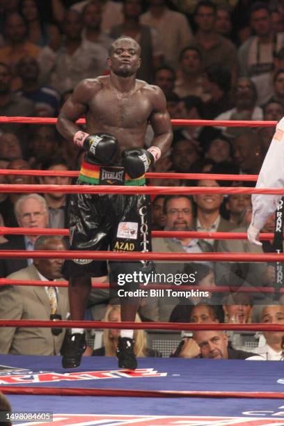 Miguel Cotto defeats Joshua Clottey by Spit Decision during their Welterweight fight at Madison Square Garden on June 13th, 2009 in New York City.