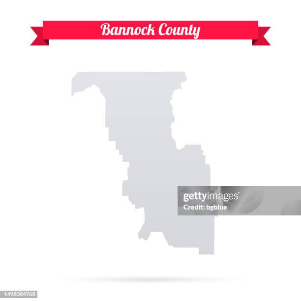 bannock county, idaho. map on white background with red banner - pocatello idaho stock illustrations