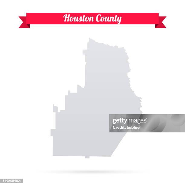 houston county, georgia. map on white background with red banner - houston space stock illustrations