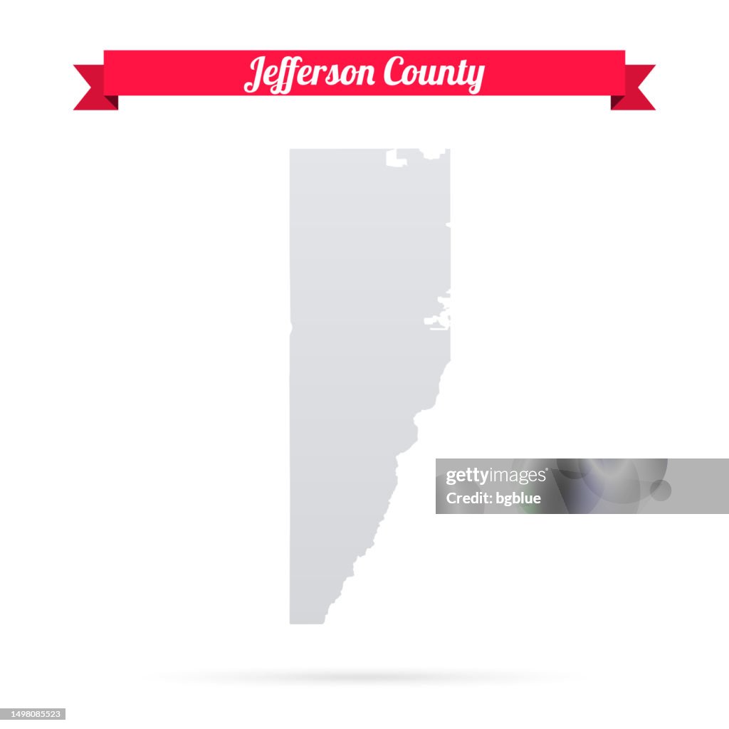 Jefferson County, Colorado. Map on white background with red banner