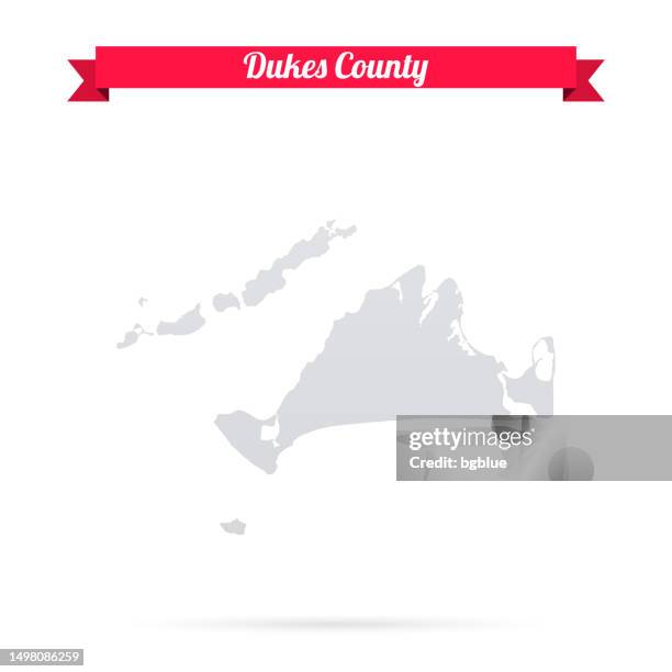 dukes county, massachusetts. map on white background with red banner - edgartown stock illustrations