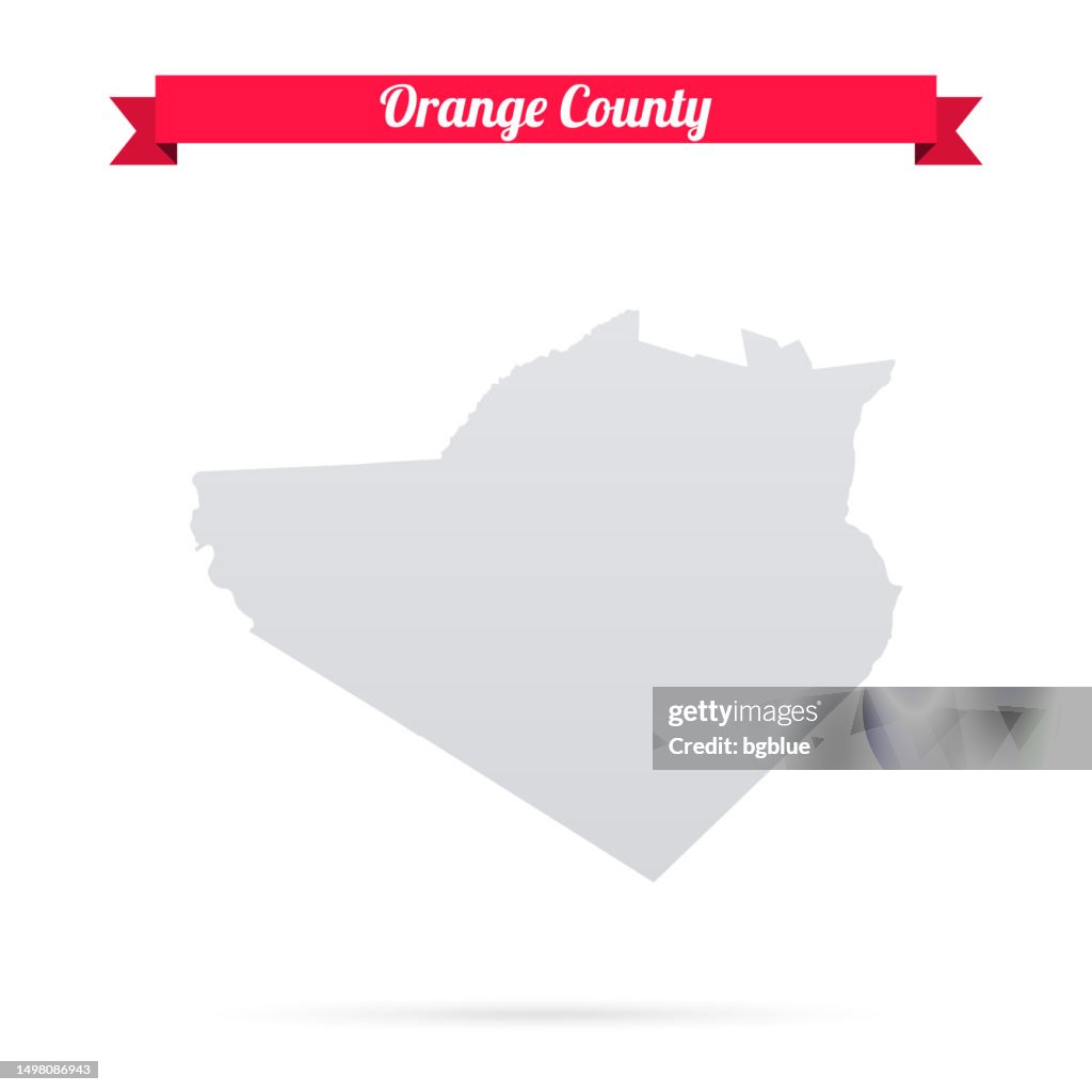 Orange County, New York. Map on white background with red banner