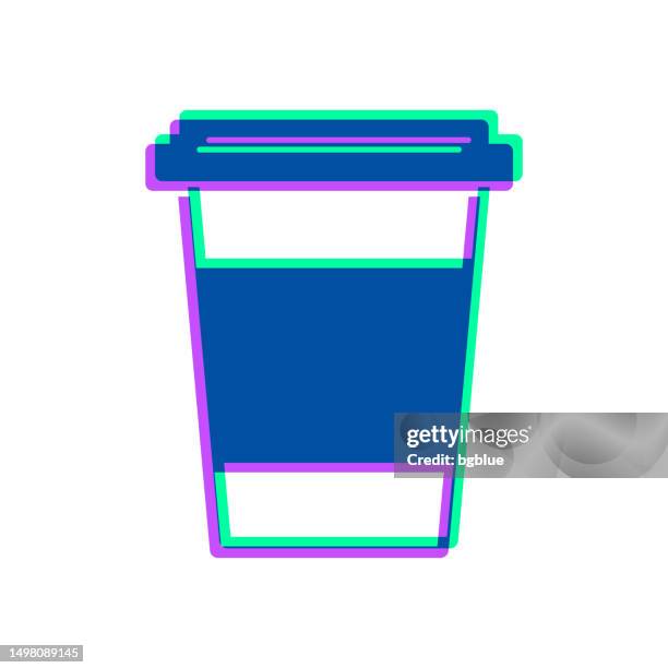 disposable cup. icon with two color overlay on white background - coffee cup sleeve stock illustrations
