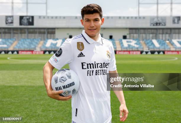 Francisco García of Real Madrid during his official presentation at Valdebebas training ground on June 12, 2023 in Madrid, Spain.