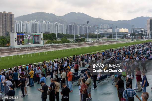 Racegoers at Sha Tin Racecourse on May 21, 2023 in Hong Kong.