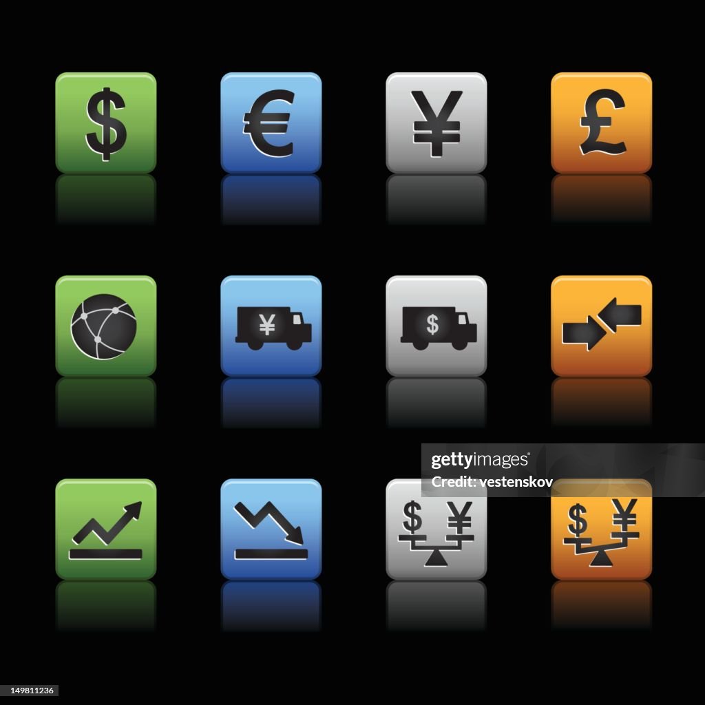 Finanças Internacionais negociação ícones das moedas