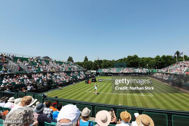 General view of centre court as Tereza Martincova of the Czech Republic plays a forehand during her Women's Singles Round of 32 match against Jodie...