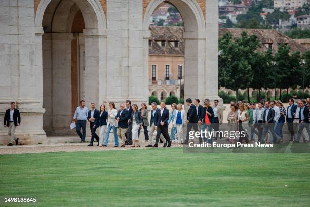 General view of members of the PP to the list of the Congress of Deputies with which it will compete on 23J, in the gardens of the Royal Palace of...