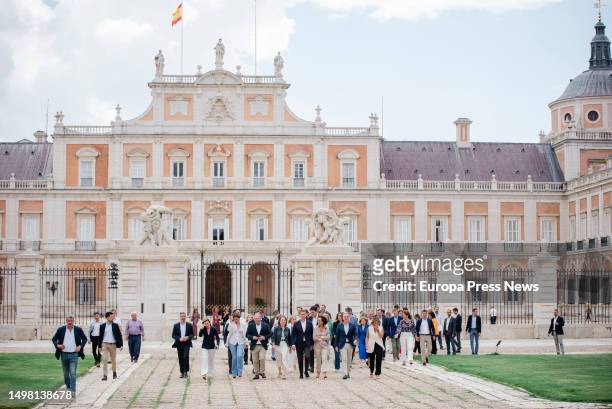 General view of members of the PP to the list of the Congress of Deputies with which it will compete on 23J, in the gardens of the Royal Palace of...