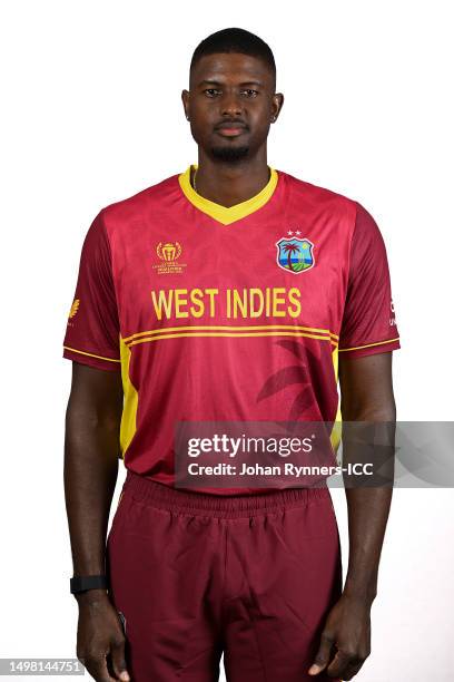 Jason Holder of West Indies poses for a photograph prior to the ICC Men's Cricket World Cup Qualifiers on June 12, 2023 in Harare, Zimbabwe.