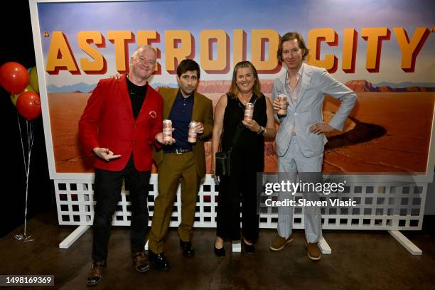 Tim League, Jason Schwartzman, Mariah Calagione and Wes Anderson visit the ASTEROID CITY Pop-Up at Alamo Drafthouse Lower Manhattan on June 12, 2023...