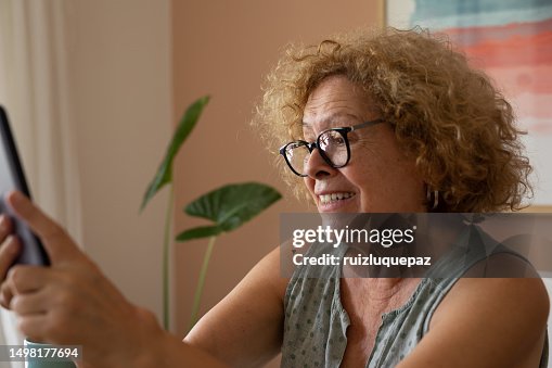 Senior female using smartphone