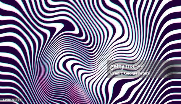 bildbanksillustrationer, clip art samt tecknat material och ikoner med abstract background of rippled, wavy lines with glitch technique - morphing