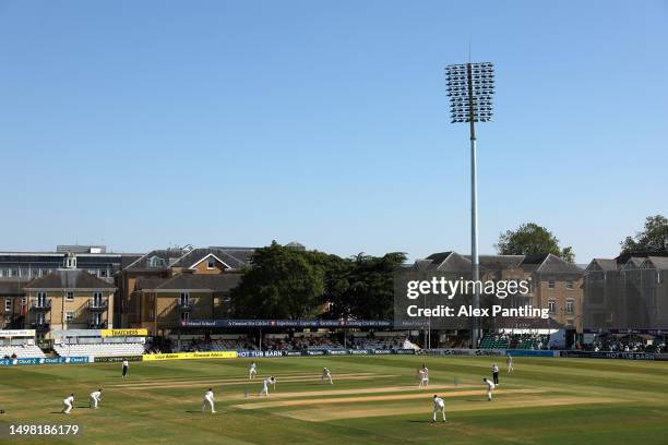 General view during the LV= Insurance County Championship Division 1 match between Essex and Somerset at Cloud County Ground on June 13, 2023 in...
