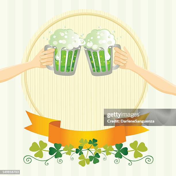 st. patrick's day toast - holding clover stock illustrations