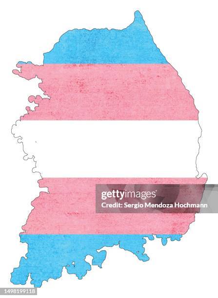 map of south korea with a transgender flag with a grunge texture - international transgender day of visibility stock pictures, royalty-free photos & images