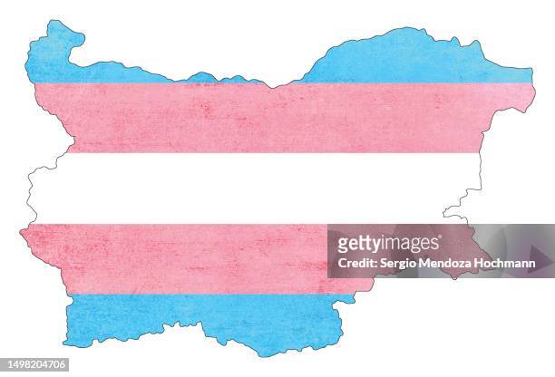 map of bulgaria with a transgender flag with a grunge texture - international transgender day of visibility stock pictures, royalty-free photos & images
