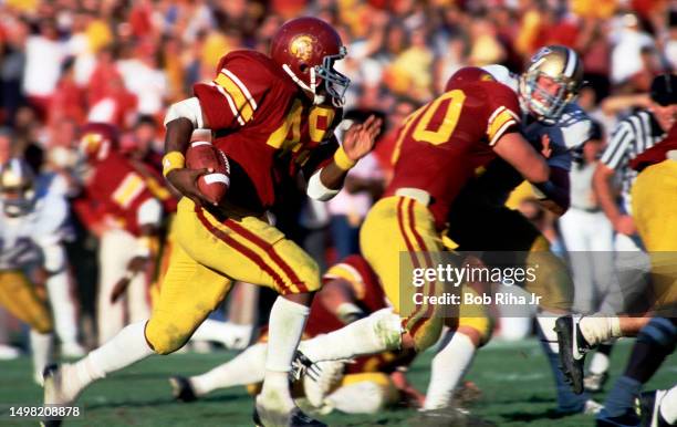 University of Southern California Defensive Back Dennis Smith game action between USC and Washington State at Los Angeles Coliseum, November 10, 1984...