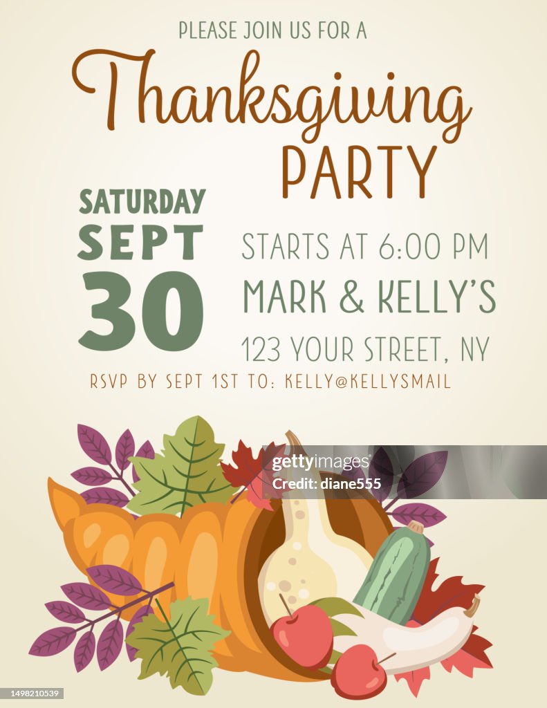Thanksgiving Harvest Party Invitation Template