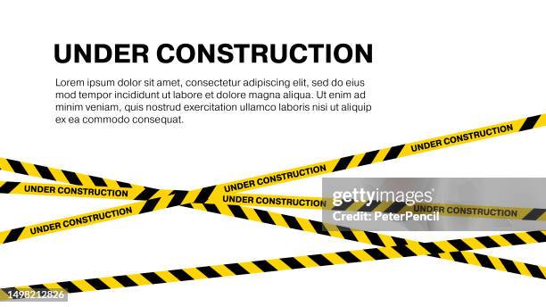 ilustrações de stock, clip art, desenhos animados e ícones de under construction website page. under construction tape banners. vector illustration - building site accidents