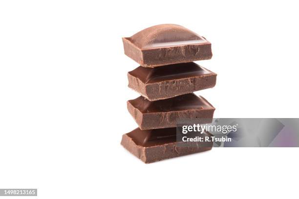 natural chocolate milk dark bar isolated on white - chocolate bar foto e immagini stock