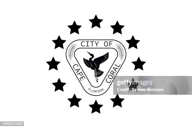 cape coral city simple flag. us city flag - cape coral stock pictures, royalty-free photos & images