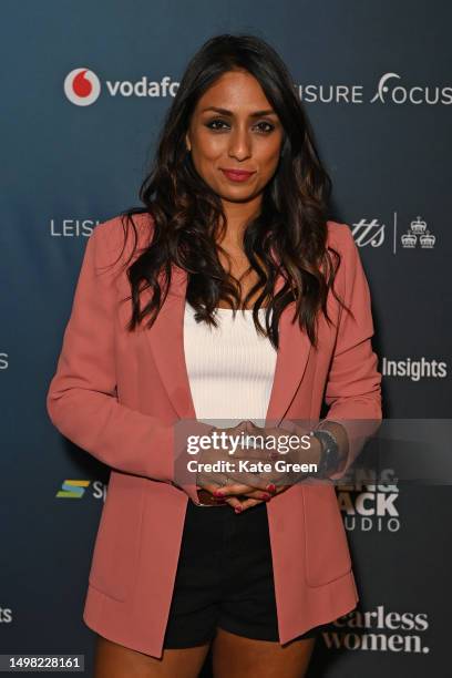 Isa Guha attends the London premiere of "Game On: The Unstoppable Rise of Women's Sport" at Everyman Broadgate on June 13, 2023 in London, England.