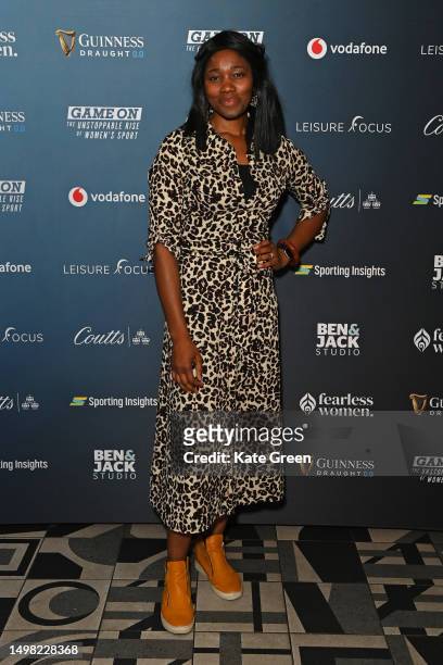 Ama Agbeze attends the London premiere of "Game On: The Unstoppable Rise of Women's Sport" at Everyman Broadgate on June 13, 2023 in London, England.