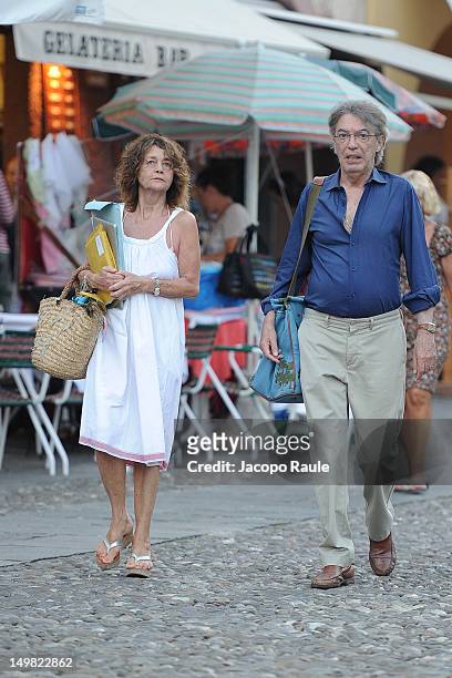 Massimo Moratti and Milly Moratti are seen on August 4, 2012 in Portofino, Italy.