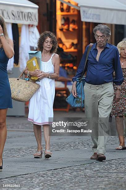 Massimo Moratti and Milly Moratti are seen on August 4, 2012 in Portofino, Italy.