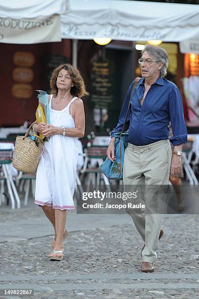 Massimo Moratti and Milly Moratti are seen on August 4, 2012 in Portofino, Italy.