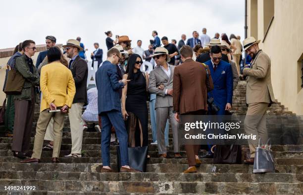 Guests during Pitti Immagine Uomo 104 on June 13, 2023 in Florence, Italy.