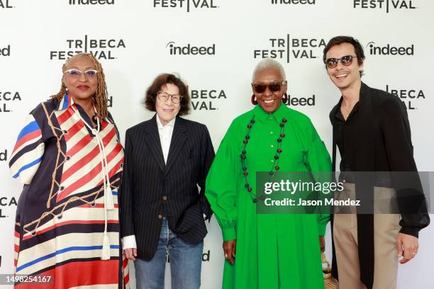 Lisa Cortes, Fran Lebowitz, Bethann Hardison and Frederic Tcheng attend the "Invisible Beauty" premiere during the 2023 Tribeca Festival at SVA...