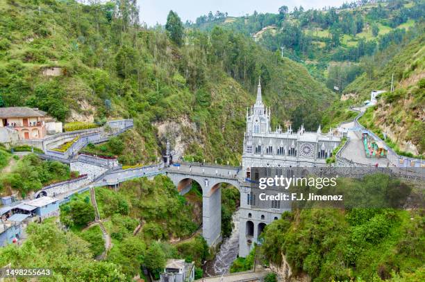 landscape of the sanctuary of las lajas, colombia - narino stock pictures, royalty-free photos & images