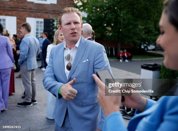 Andrew Giuliani arrives at the Trump National Golf Club ahead of a speech by former U.S. President Donald Trump on June 13, 2023 in Bedminster, New...