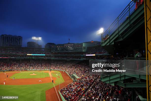 General view of Fenway Park during the fourth inning of the game between the Colorado Rockies and the Boston Red Sox on June 13, 2023 in Boston,...