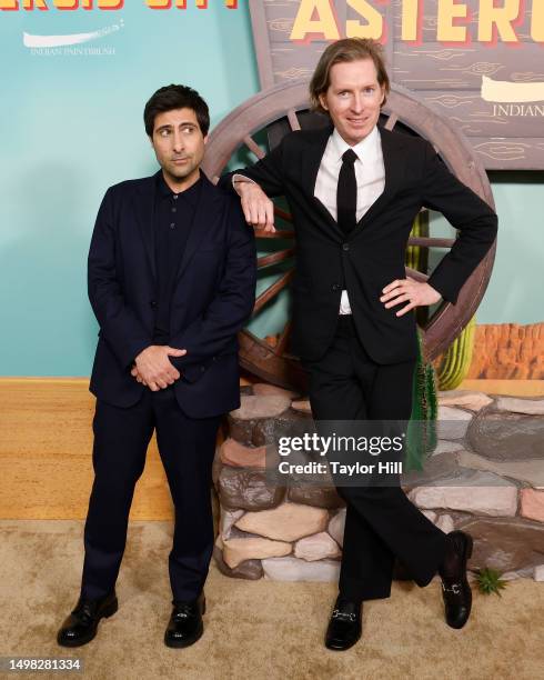 Jason Schwartzman and Wes Anderson attend the New York premiere of "Asteroid City" at Alice Tully Hall on June 13, 2023 in New York City.