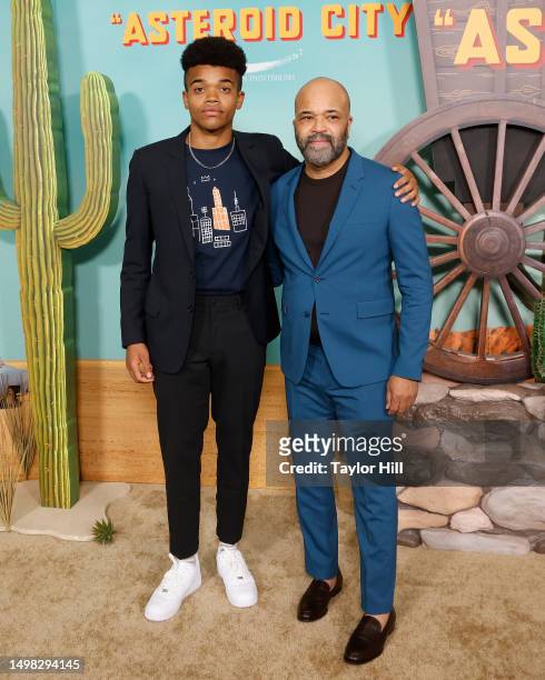 Elijah Wright and Jeffrey Wright attend the New York premiere of "Asteroid City" at Alice Tully Hall on June 13, 2023 in New York City.