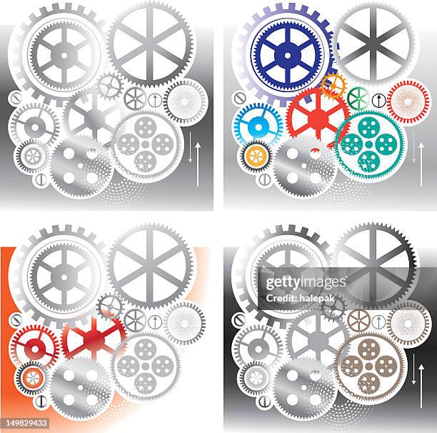abstract gears background- technical - cranes bird vector stock illustrations