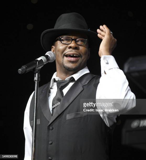 Singer Bobby Brown performs onstage during the 10th Annual Ford Hoodie Awards at the MGM Grand Garden Arena on August 4, 2012 in Las Vegas, Nevada.