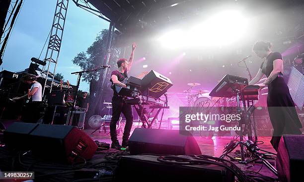 Anthony Gonzalez of m83 performs at Fort York: Garrison Common part of Hard Toronto on August 4, 2012 in Toronto, Canada.