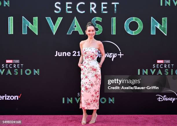 Emilia Clarke attends Marvel Studios' New Series "Secret Invasion" Launch Event at El Capitan Theatre on June 13, 2023 in Los Angeles, California.