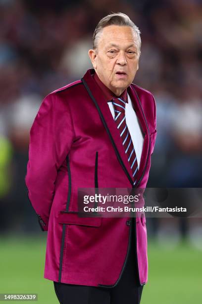 West Ham United owner David Sullivan looks on following the UEFA Europa Conference League 2022/23 final match between ACF Fiorentina and West Ham...