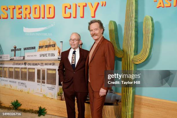 Bob Balaban and Bryan Cranston attend the New York premiere of "Asteroid City" at Alice Tully Hall on June 13, 2023 in New York City.