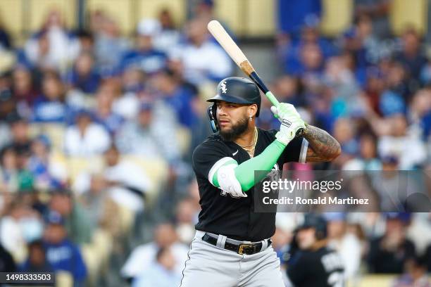 Yoan Moncada of the Chicago White Sox at Dodger Stadium on June 13, 2023 in Los Angeles, California.