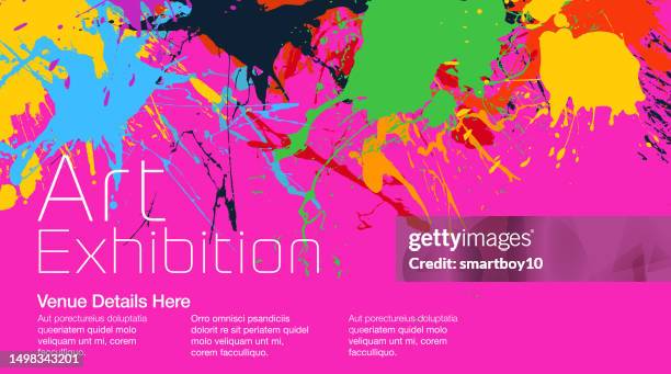 ilustrações, clipart, desenhos animados e ícones de cartaz ou exposição de arte abstrata - tinta equipamento de arte e artesanato