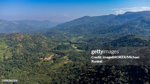 aerial of the forested mountains near mamou, futa djallon, guinea - michael futa stock pictures, royalty-free photos & images