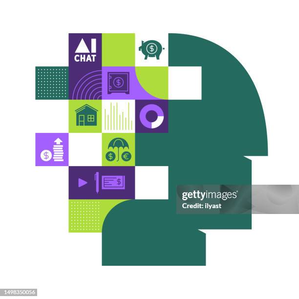 brainstorming-infografik mit symbolen für b2b-finanzen - bitcoin stock-grafiken, -clipart, -cartoons und -symbole