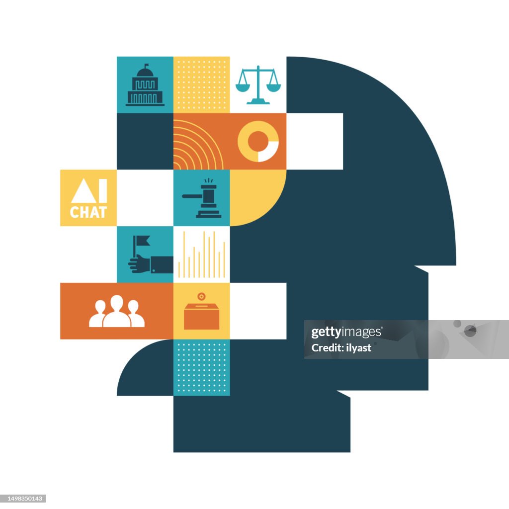 Brainstorming Infographic with Icons for Electronic Governance